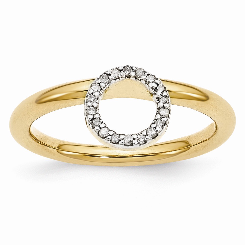 Gold Tone Sterling Silver .09 Ctw Diamond 7.5mm Halo Stackable Ring