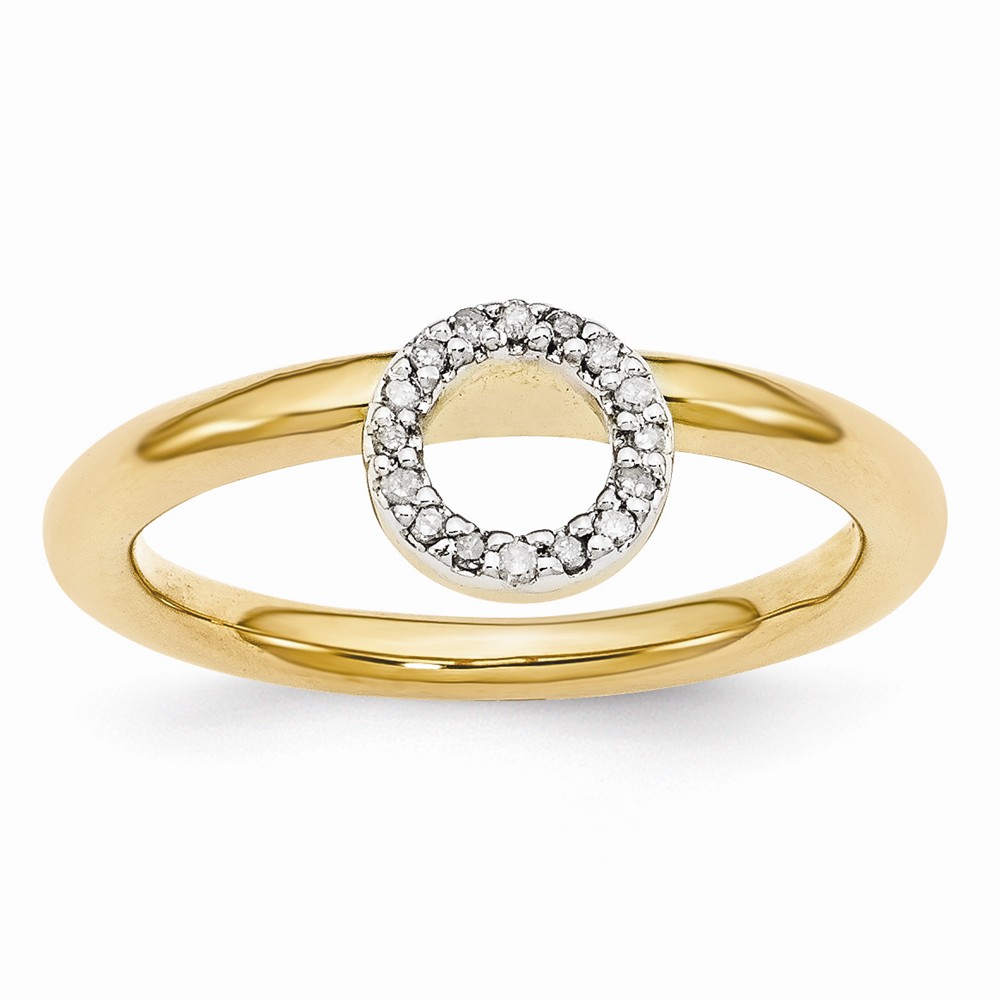 Gold Tone Sterling Silver .09 Ctw Diamond 4.4mm Halo Stackable Ring