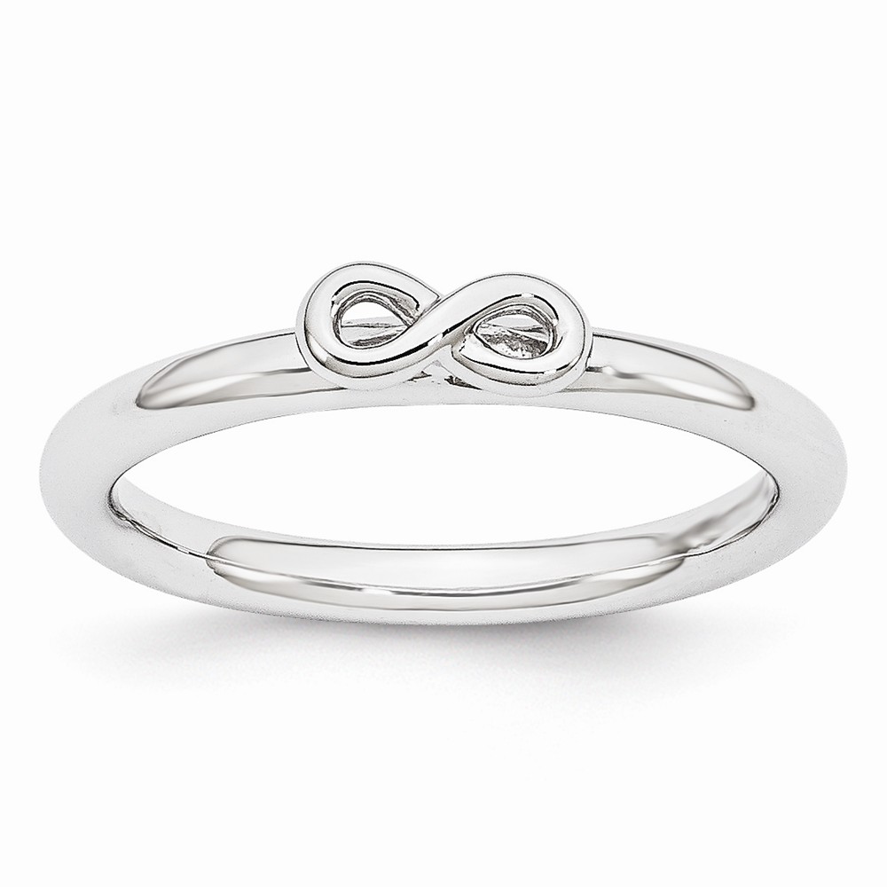 Rhodium Plated Sterling Silver Stackable 2.5mm Infinity Symbol Ring
