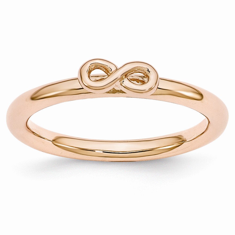 Rose Tone Sterling Silver Stackable 2.5mm Infinity Symbol Ring