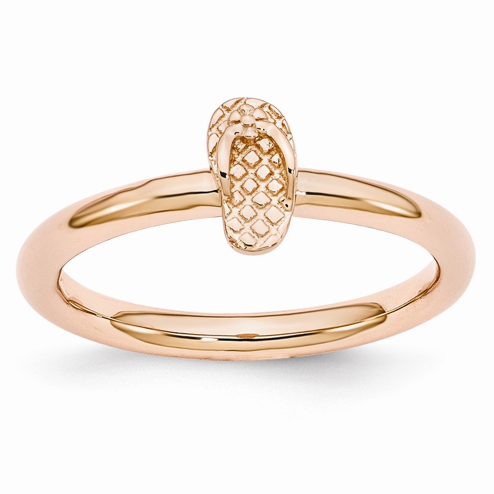 Rose Gold Tone Plated Sterling Silver Stackable 7.5mm Flip Flop Ring
