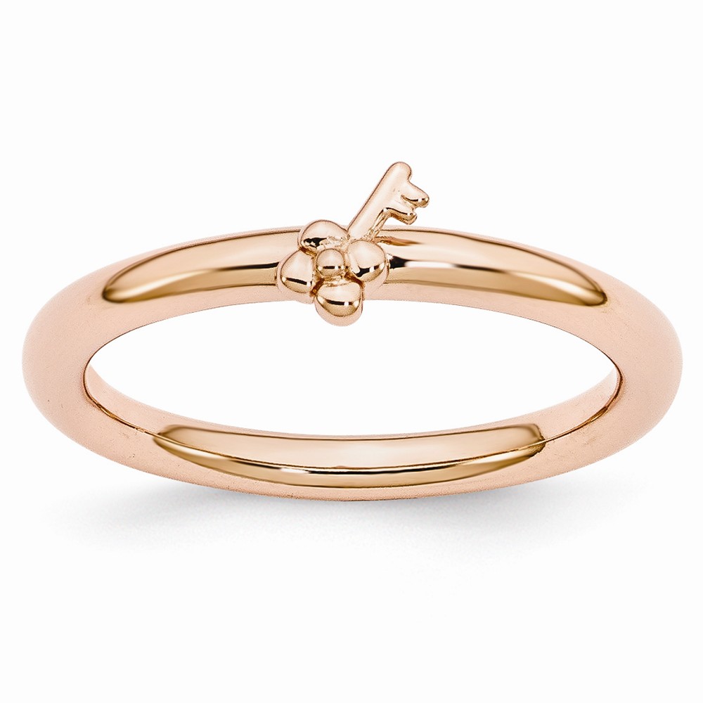 Rose Gold Tone Plated Sterling Silver Stackable 5mm Key Ring