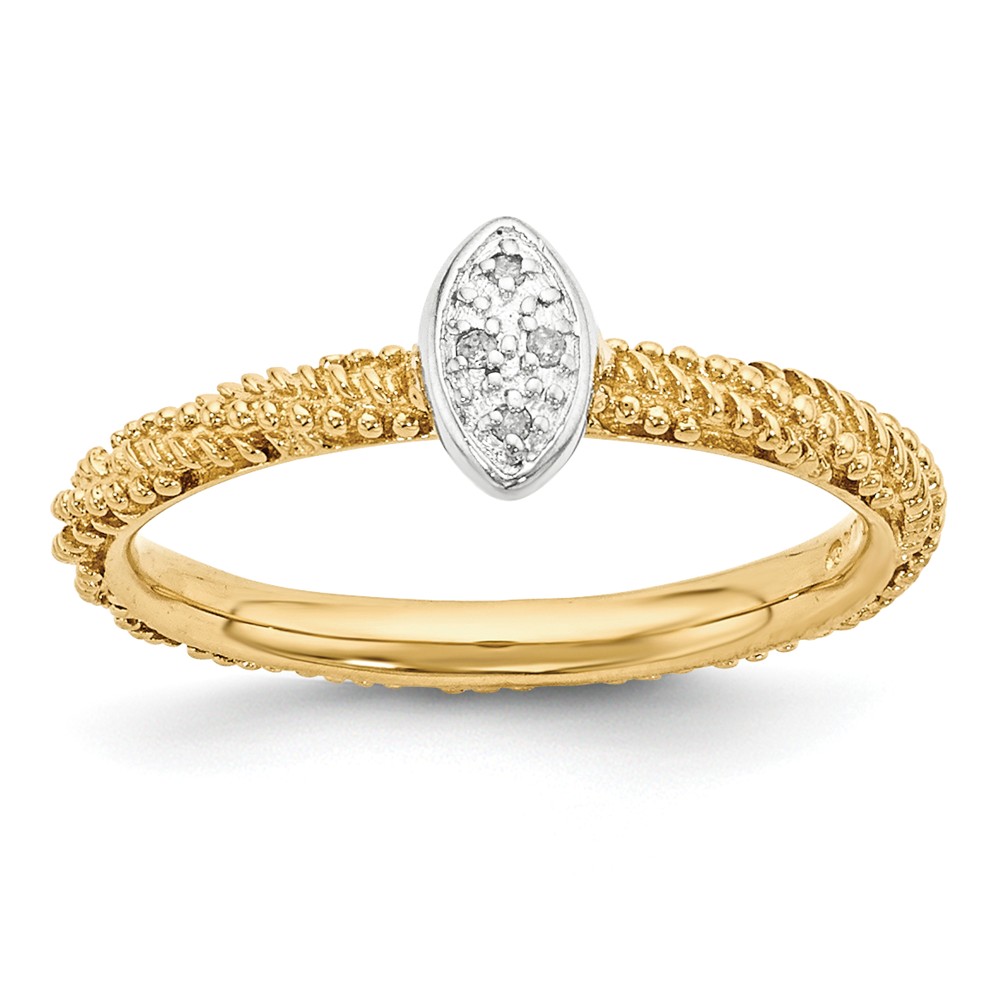 Sterling Silver & Gold Tone .02 Ctw I3 H-I Diamond Stackable Ring Sz10