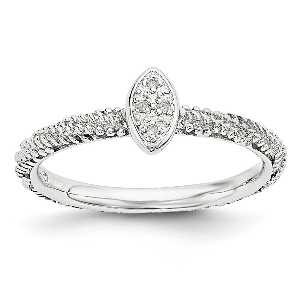 Rhodium Plated Sterling Silver .02 Ctw I3 H-I Diamond Stackable Ring