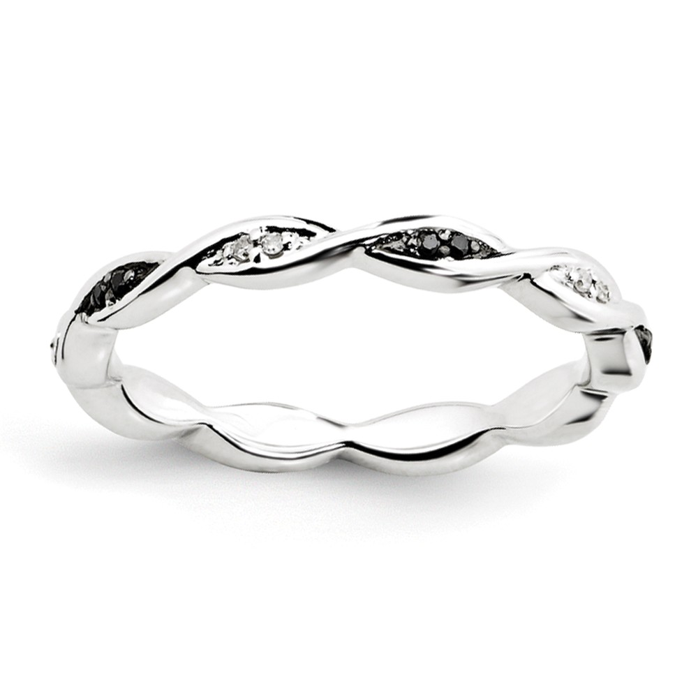 2.5mm Sterling Silver Stackable 0.06Ctw H-I White & Black Diamond Band