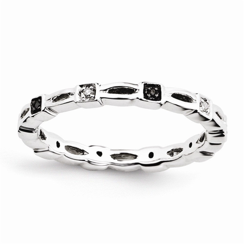 2.5mm Sterling Silver Stackable 0.05Ctw H-I White & Black Diamond Band
