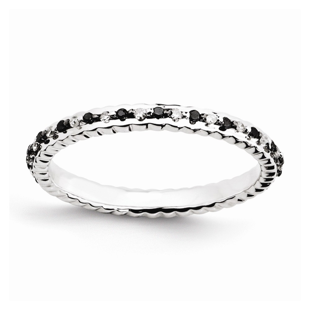 2.5mm Sterling Silver Stackable 0.26Ctw H-I White & Black Diamond Band