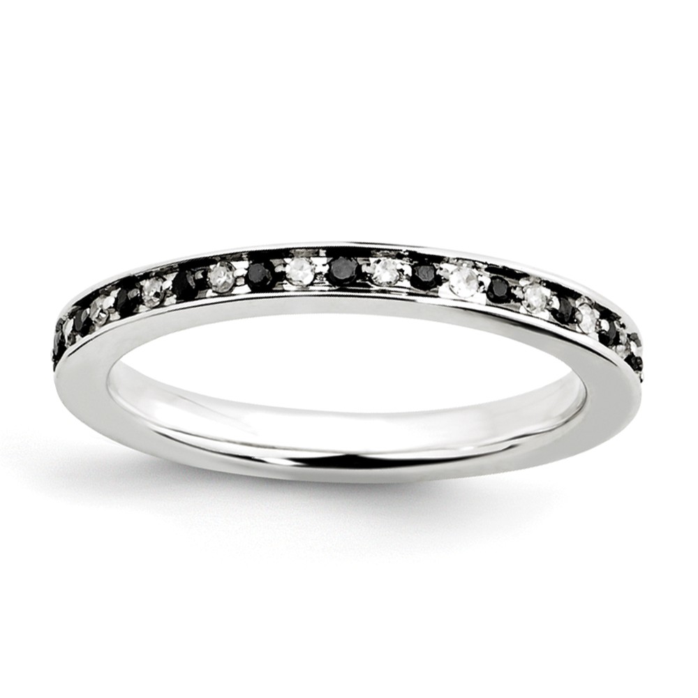 2.25mm Sterling Silver Stackable 0.26Ctw H-I White/Black Diamond Band