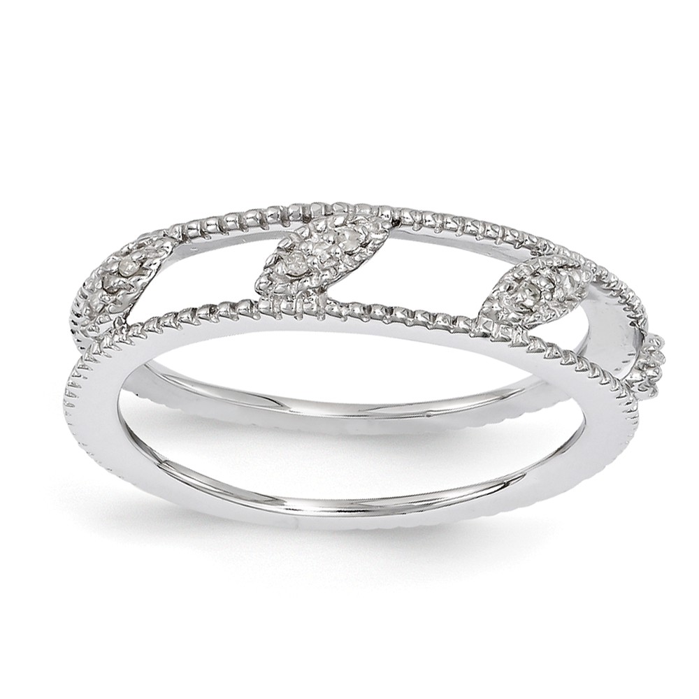 Rhodium Plated Sterling Silver .036 Ctw Diamond Jacket Stack Ring
