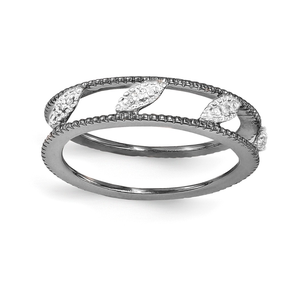 Black Plated Sterling Silver .036 Ctw I3 H-I Diamond Jacket Stack Ring