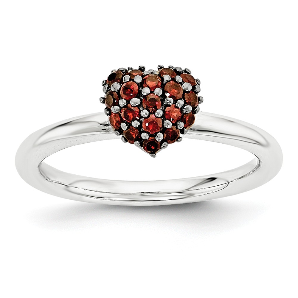 Sterling Silver Garnet Stackable Expressions 8mm Heart Ring