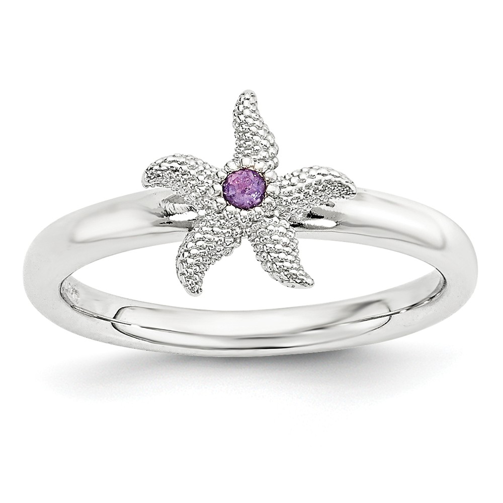 Sterling Silver Stackable Expressions Amethyst 10mm Starfish Ring