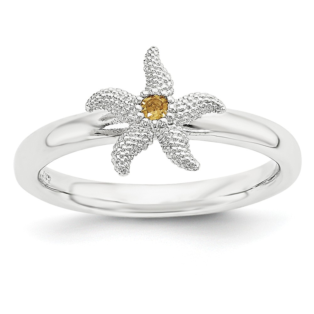 Sterling Silver Stackable Expressions Citrine 10mm Starfish Ring