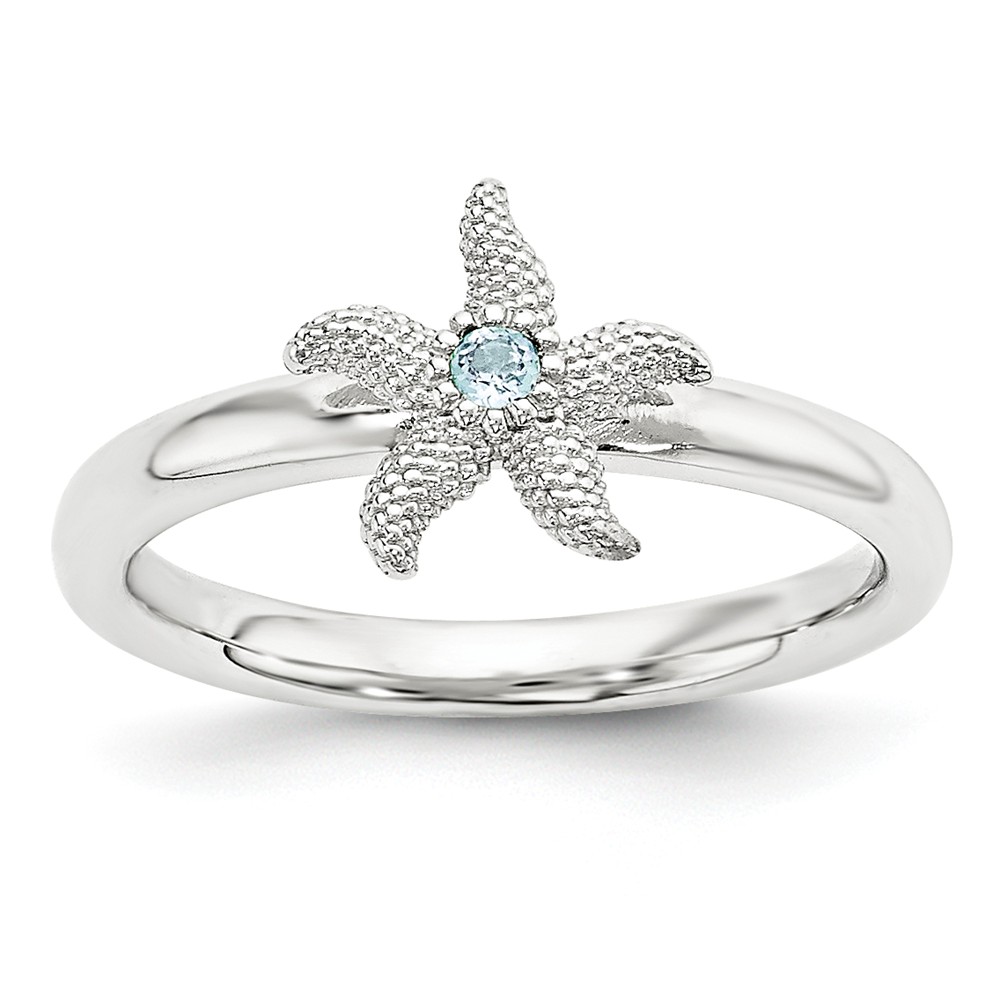 Sterling Silver Stackable Expressions Blue Topaz 10mm Starfish Ring