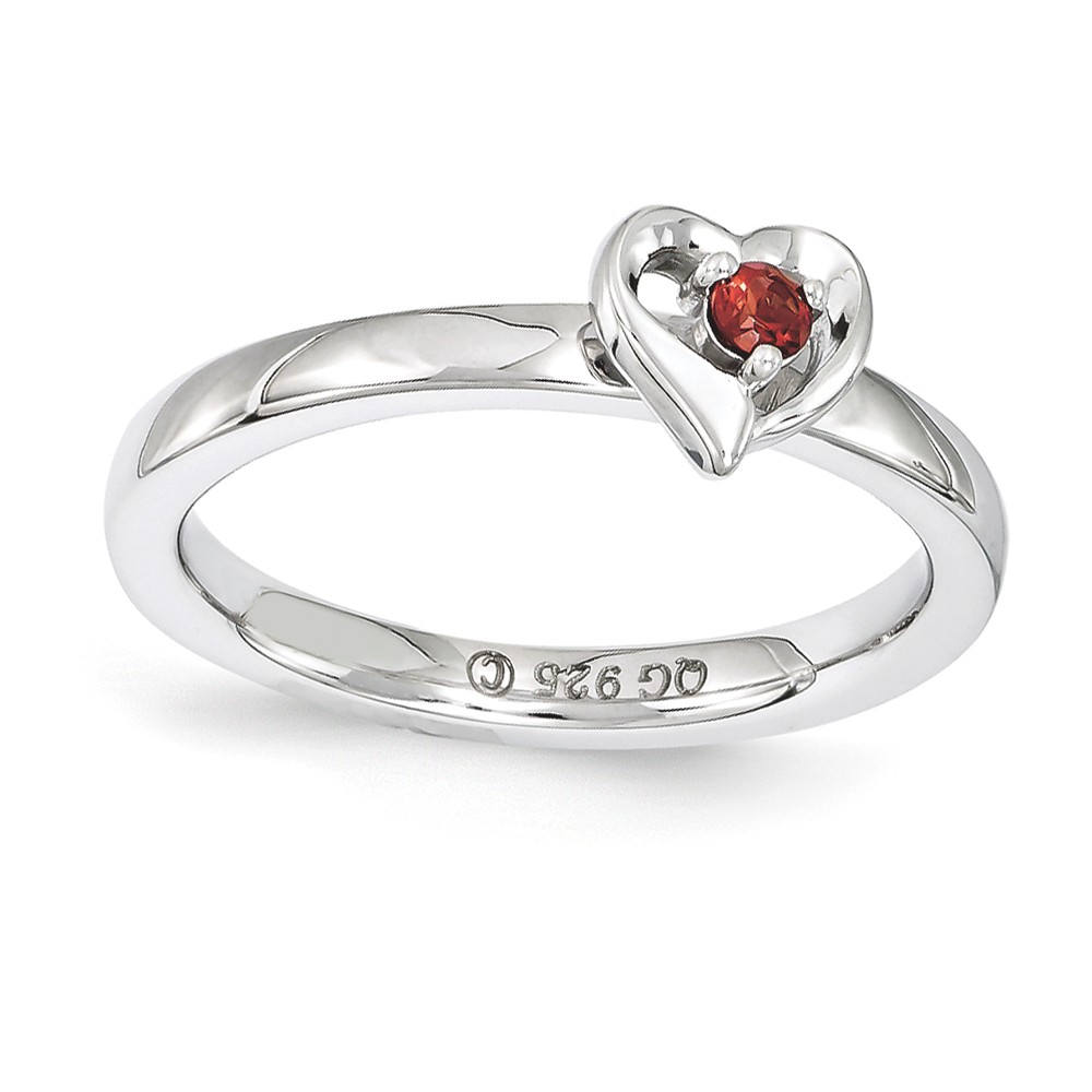 Sterling Silver Stackable Expressions Garnet 6mm Heart Ring
