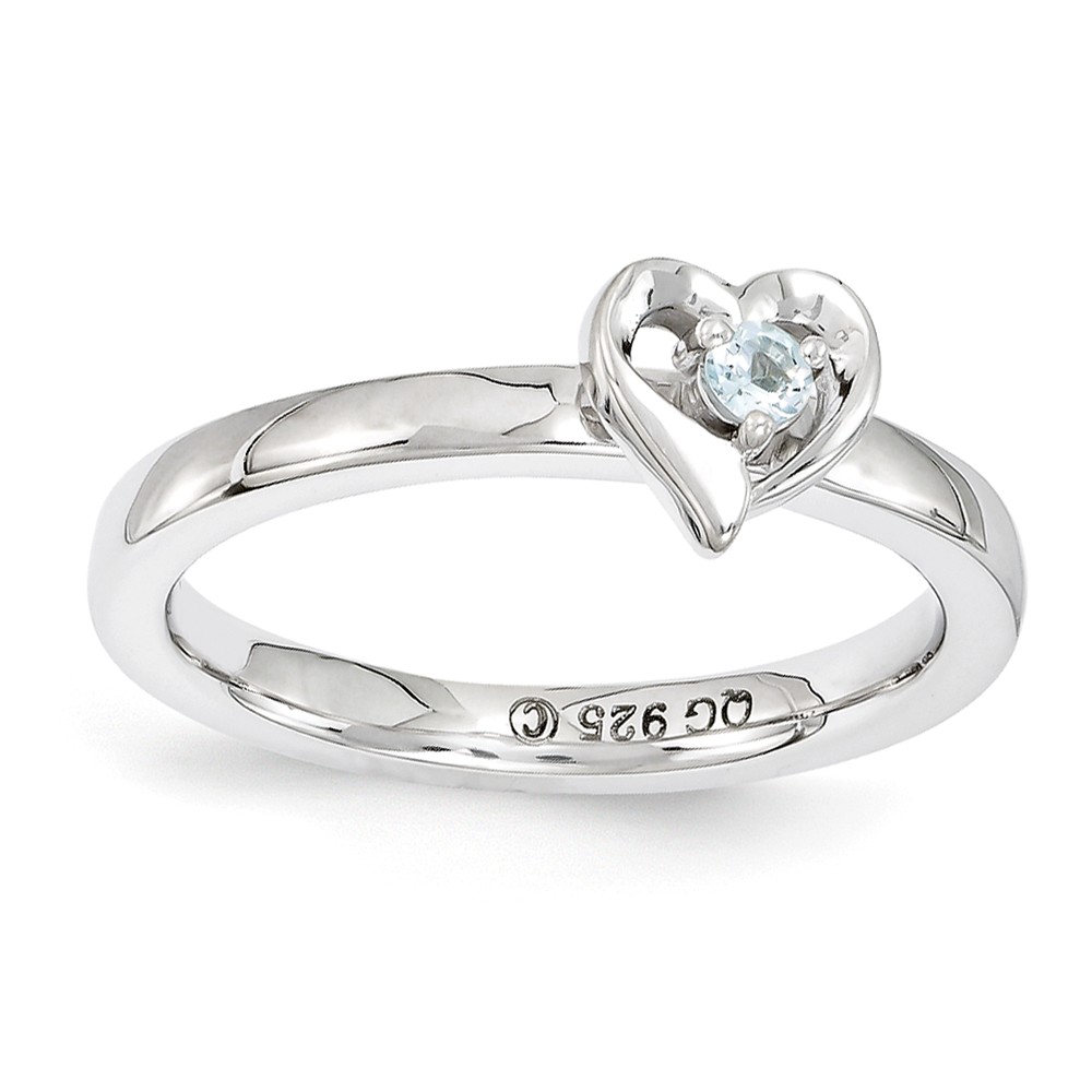 Sterling Silver Stackable Expressions Aquamarine 6mm Heart Ring