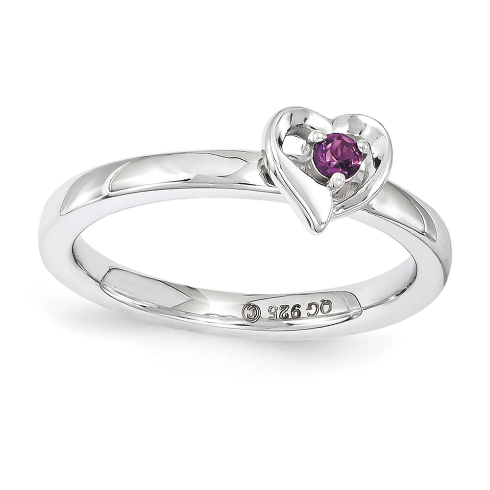 Sterling Silver Stackable Expressions Rhodolite Garnet 6mm Heart Ring