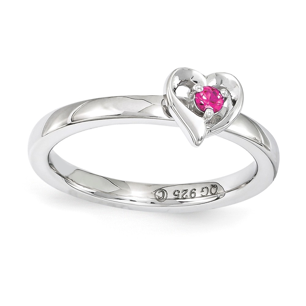 Sterling Silver Stackable Expressions Created Ruby 6mm Heart Ring