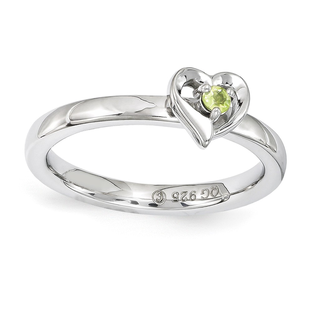 Sterling Silver Stackable Expressions Peridot 6mm Heart Ring