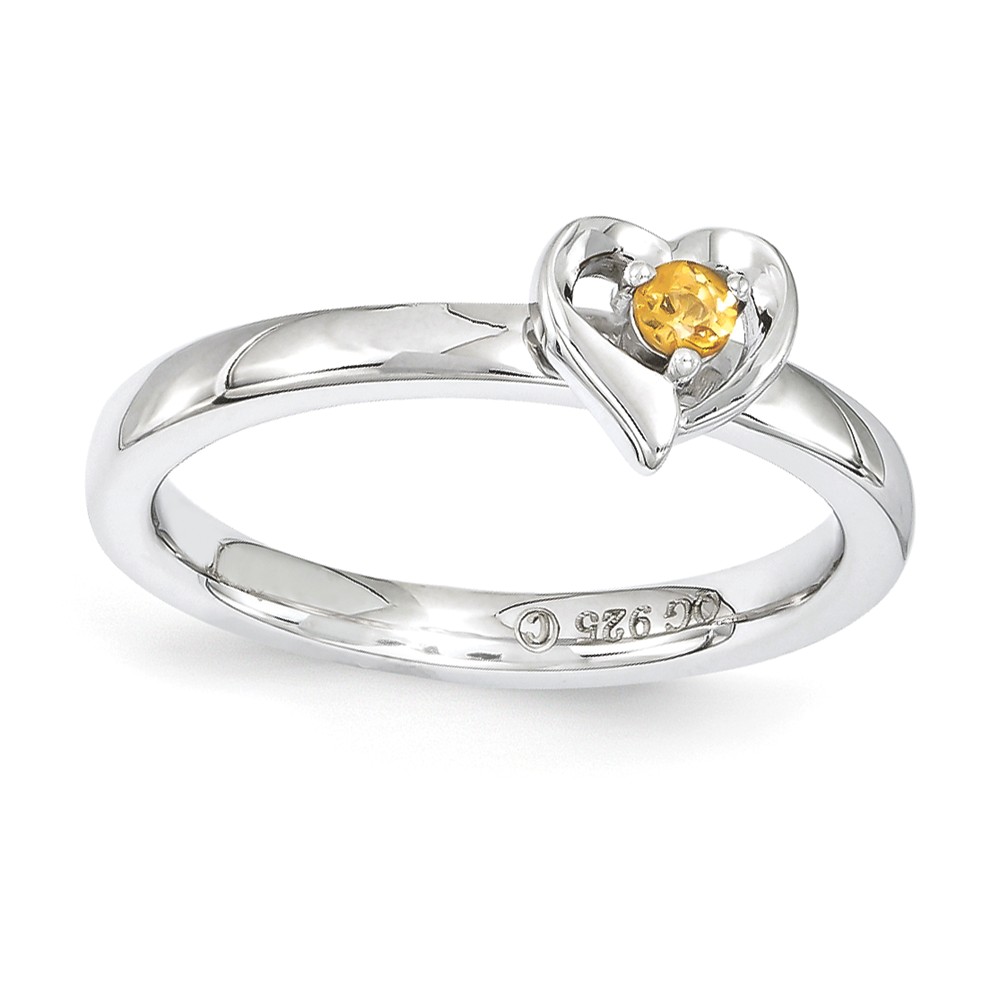 Sterling Silver Stackable Expressions Citrine 6mm Heart Ring