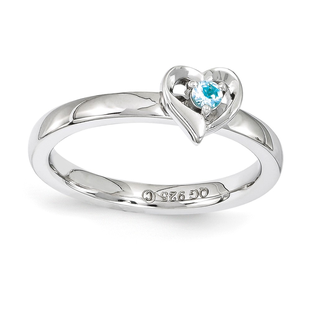 Sterling Silver Stackable Expressions Blue Topaz 6mm Heart Ring