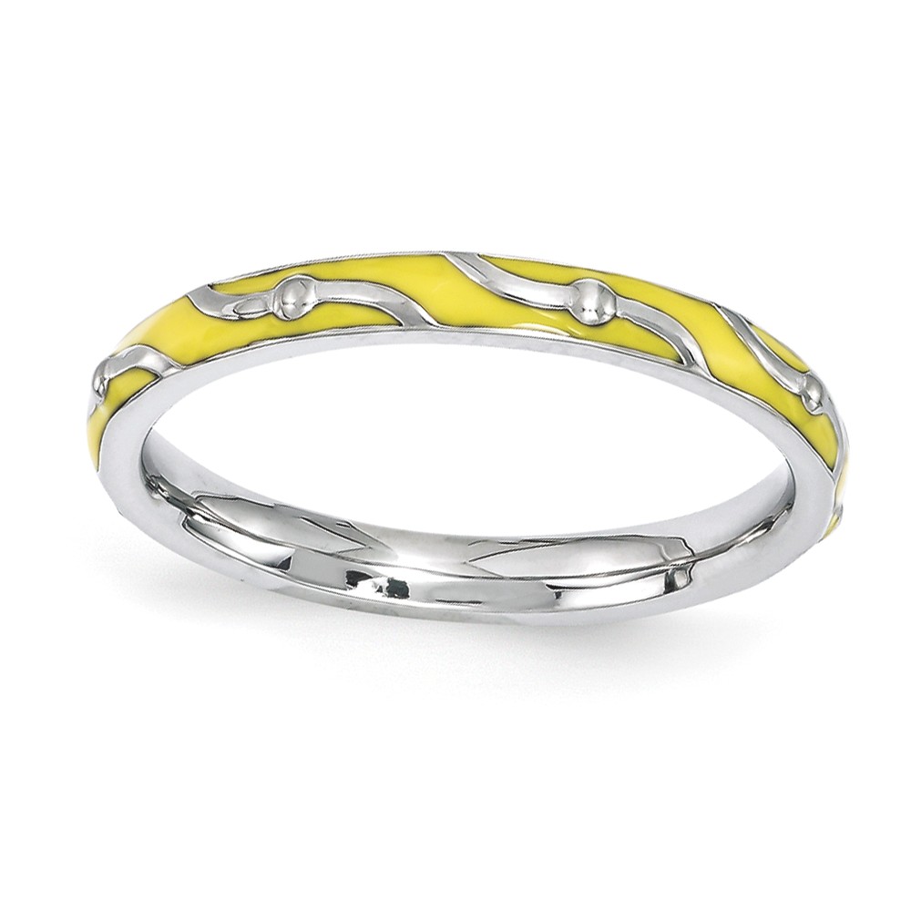 2.5mm Sterling Silver Stackable Expressions Yellow Enamel Band