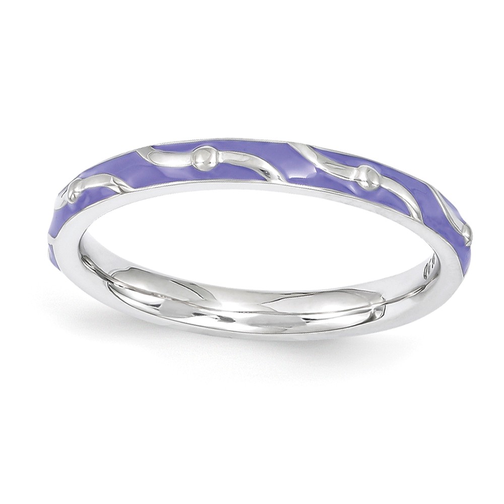 2.5mm Sterling Silver Stackable Expressions Purple Enamel Band