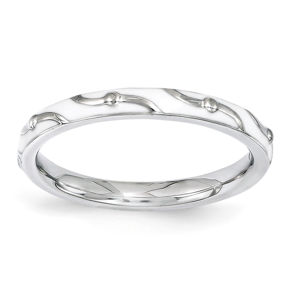 2.5mm Sterling Silver Stackable Expressions White Enamel Band
