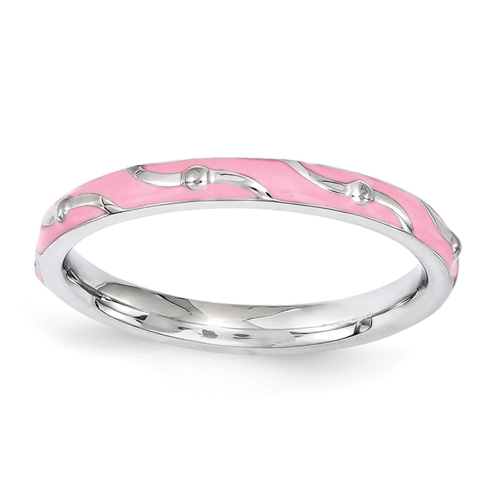 2.5mm Sterling Silver Stackable Expressions Pink Enamel Band