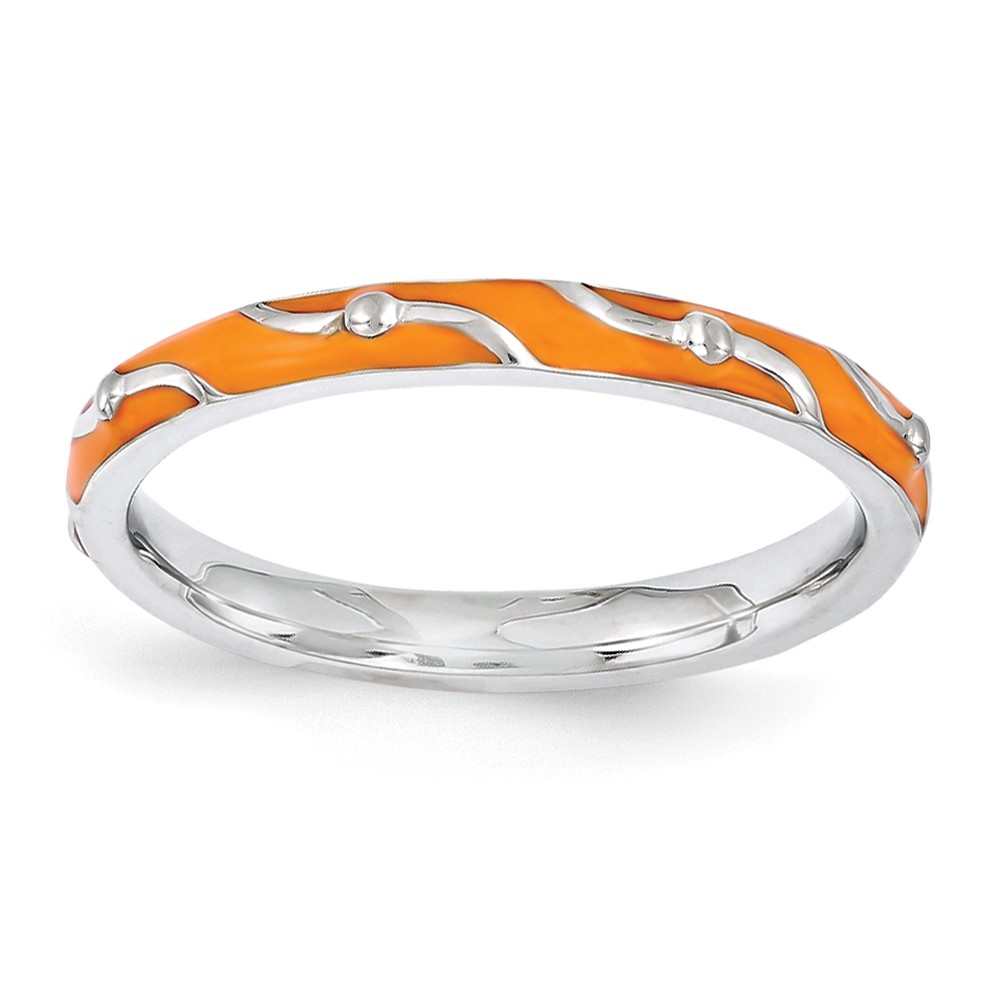 2.5mm Sterling Silver Stackable Expressions Orange Enamel Band