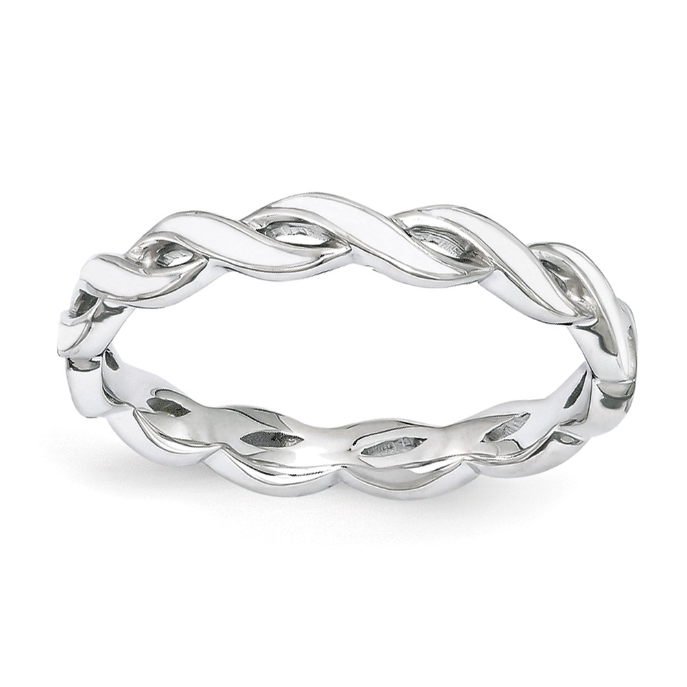 2mm Sterling Silver Stackable Expressions White Enamel Swirl Band