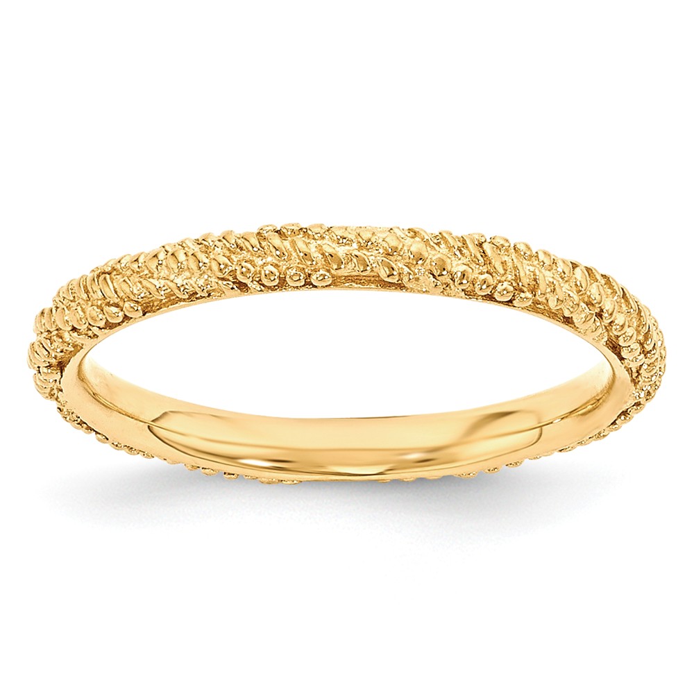 2.25mm Gold Tone Plated Sterling Silver Stackable Textured Band