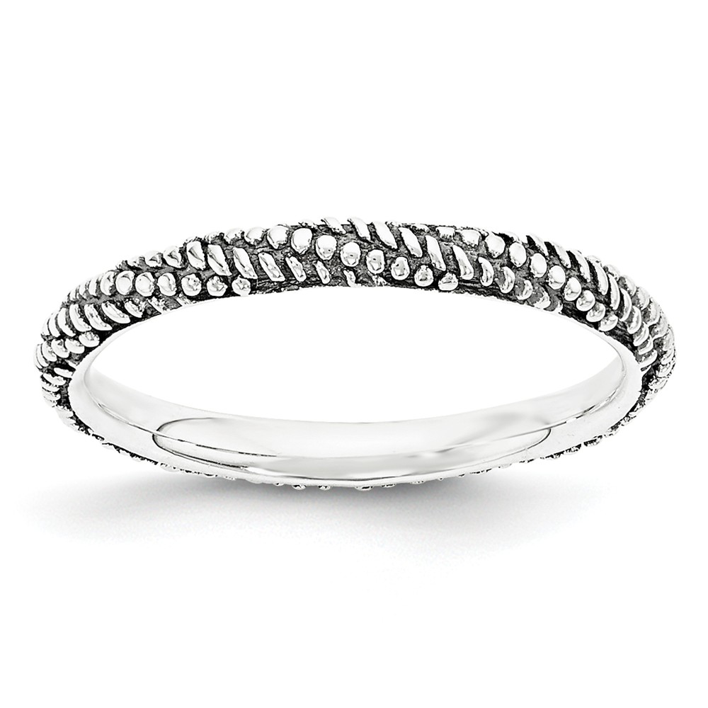 2.25mm Antiqued Sterling Silver Stackable Expressions Textured Band
