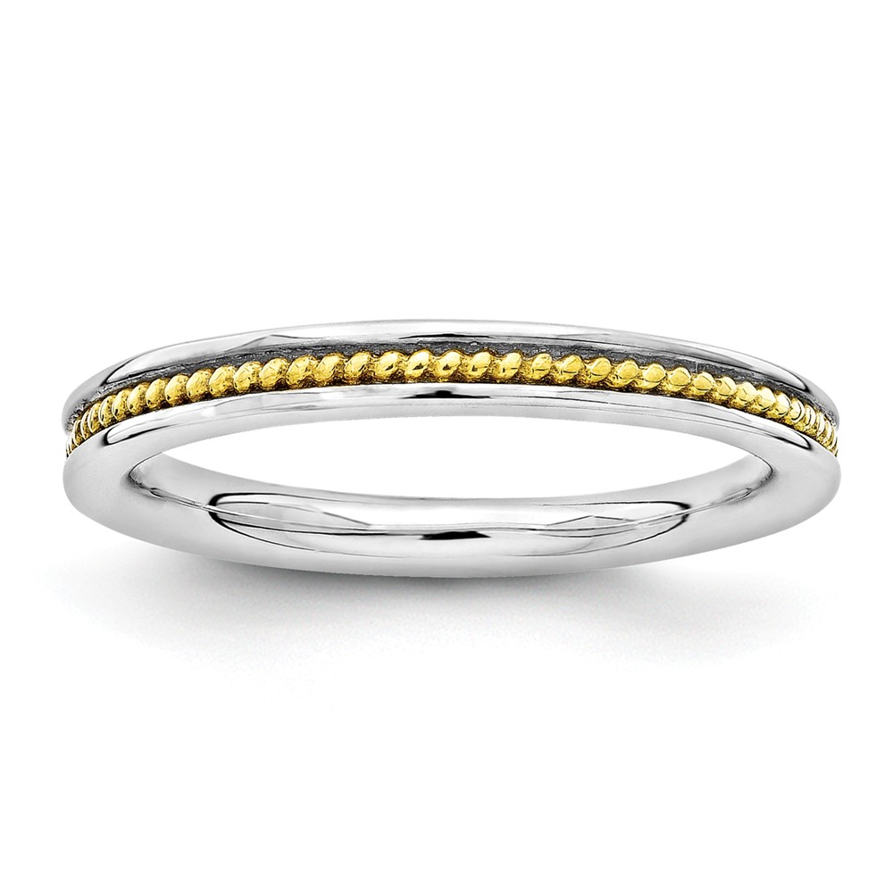 2.25mm Sterling Silver Stackable Gold Tone Plated Channeled Band