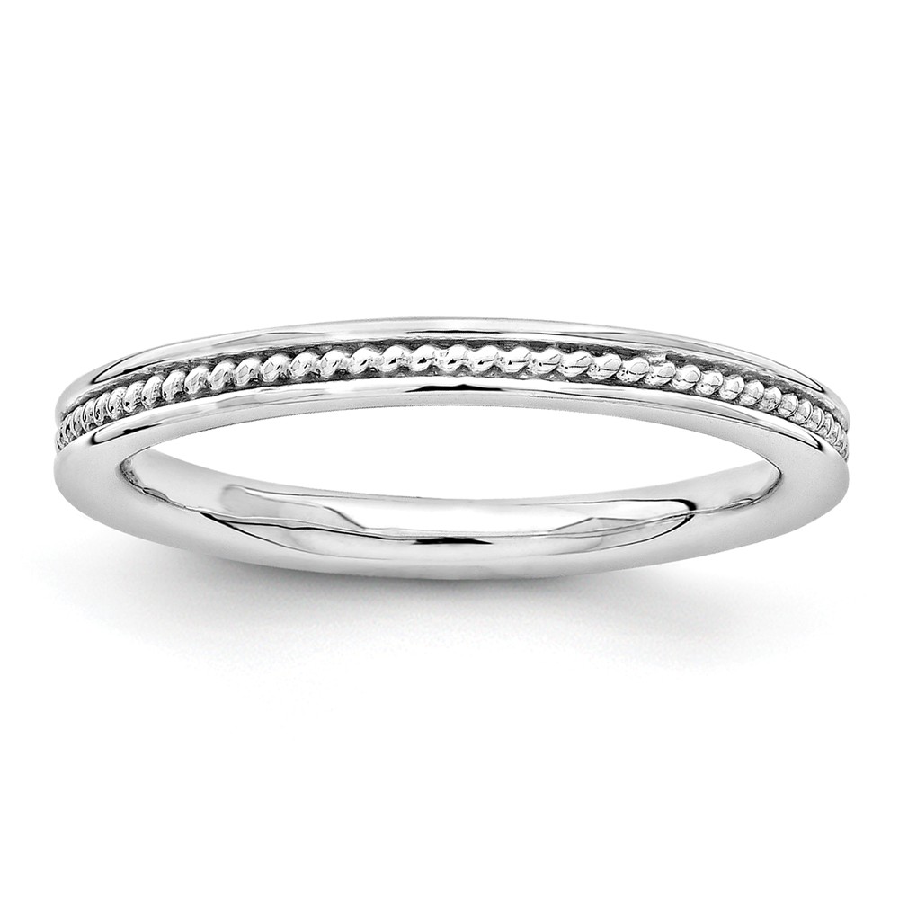 2.25mm Sterling Silver Stackable Rhodium Plated Channeled Band