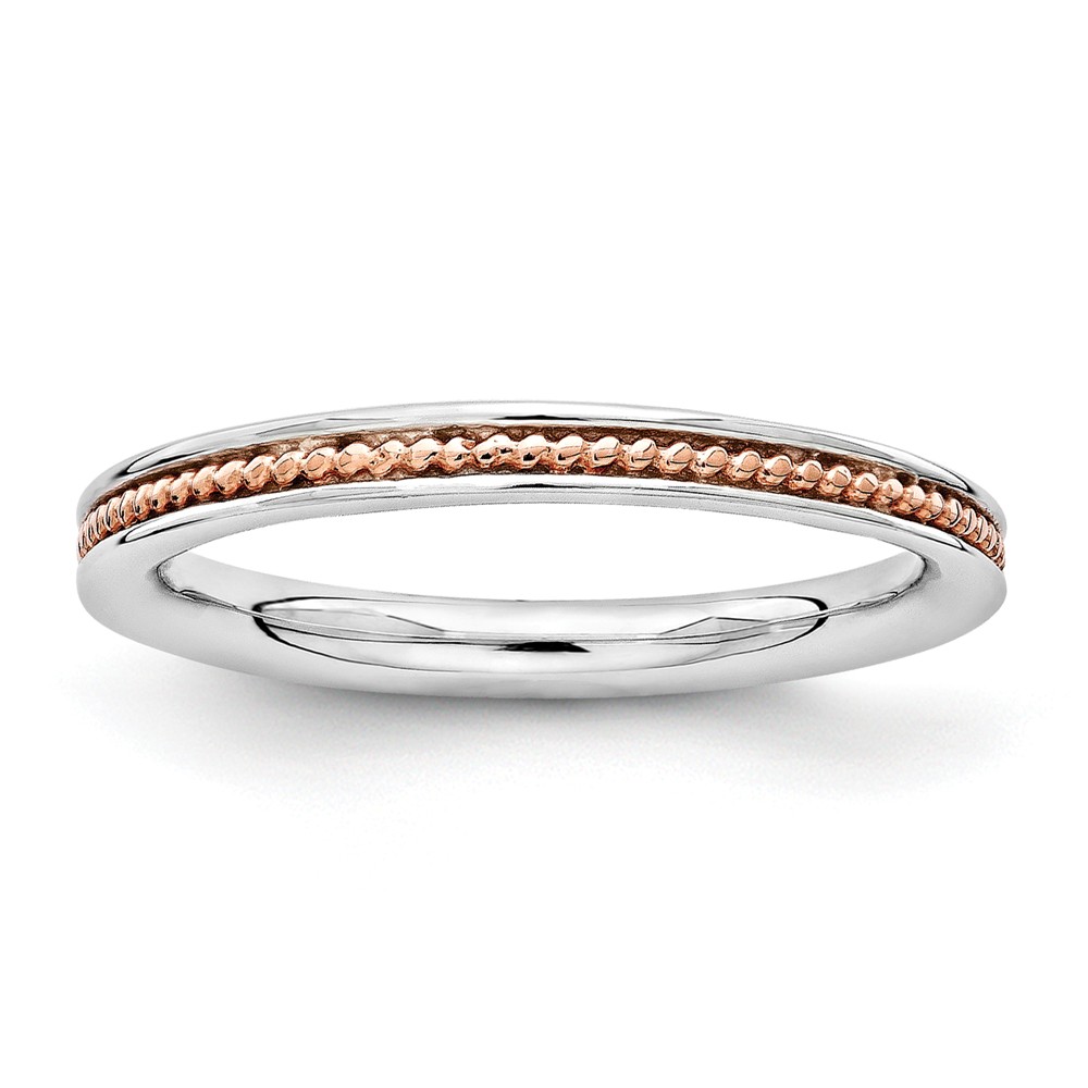 2.25mm Sterling Silver Stackable Rose Gold Tone Plated Channeled Band