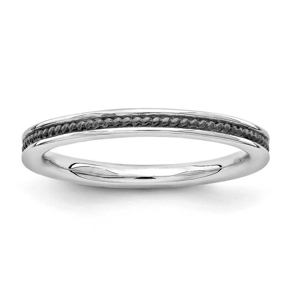 2.25mm Sterling Silver Stackable Black Ruthenium Plated Channeled Band