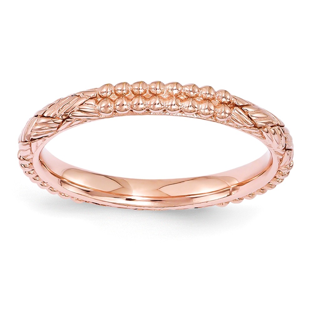 2.5mm Rose Gold Tone Plated Sterling Silver Stackable Patterned Band