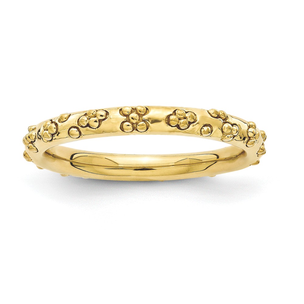 2.5mm Gold Tone Plated Sterling Silver Stackable Textured Band