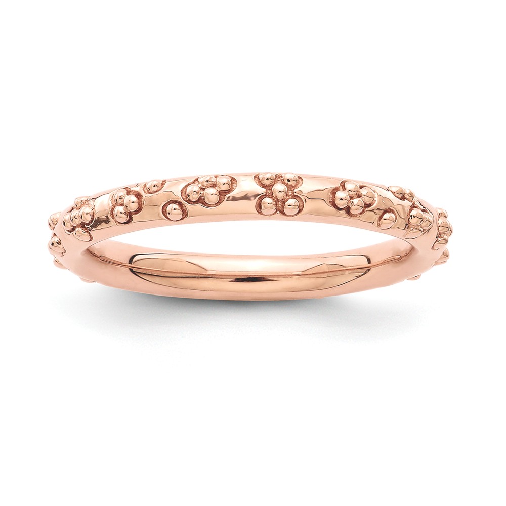 2.5mm Rose Gold Tone Plated Sterling Silver Stackable Textured Band