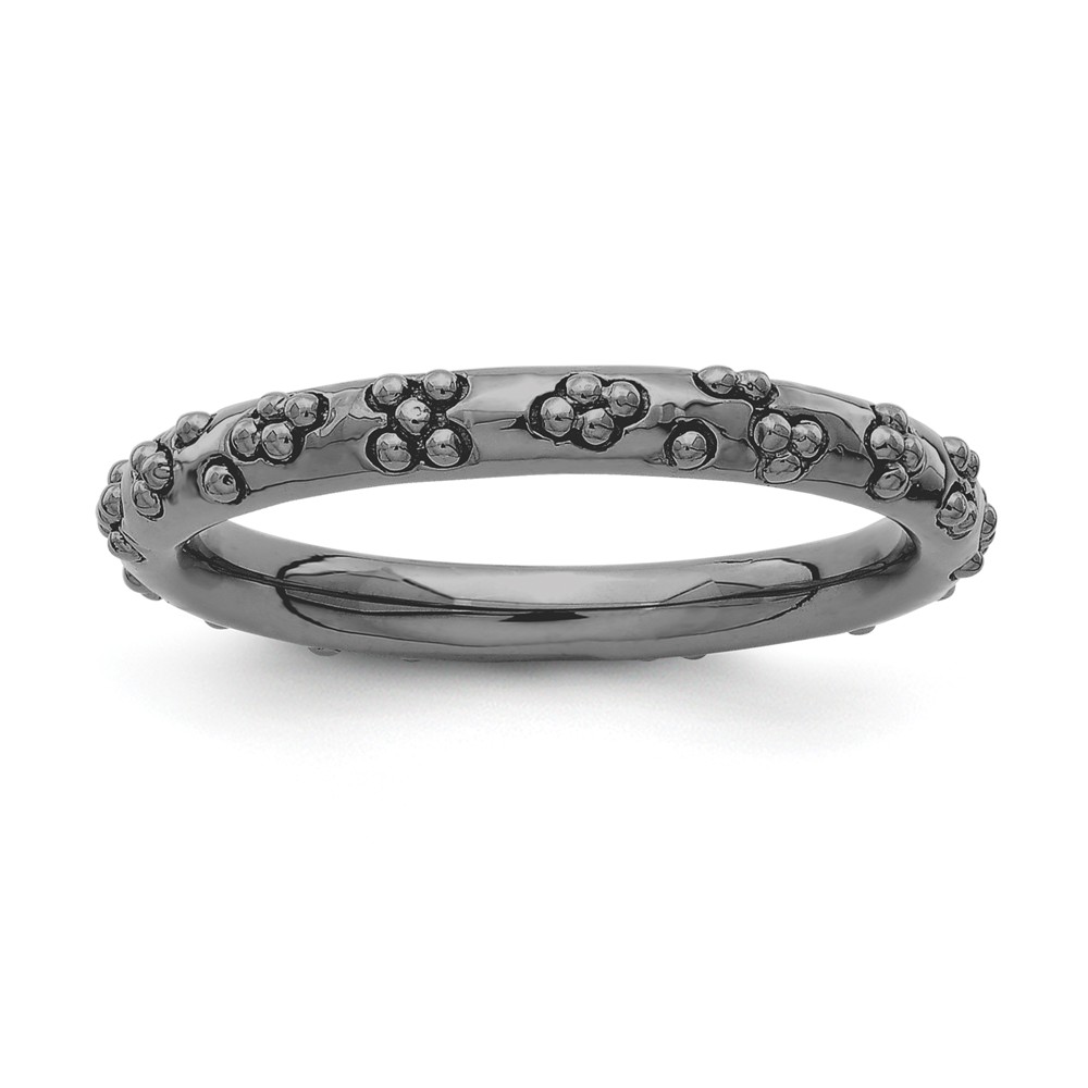 2.5mm Black Plated Sterling Silver Stackable Textured Band