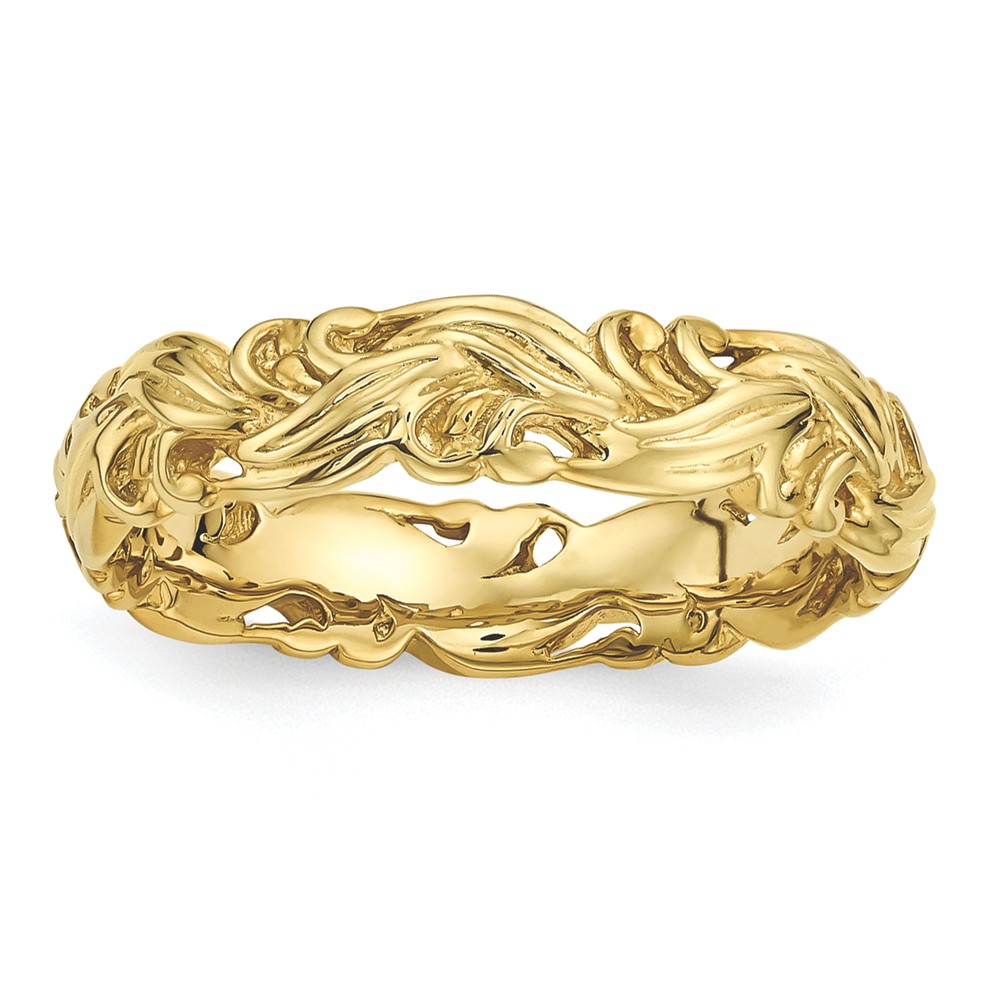 4.5mm Gold Tone Plated Sterling Silver Stackable Carved Band