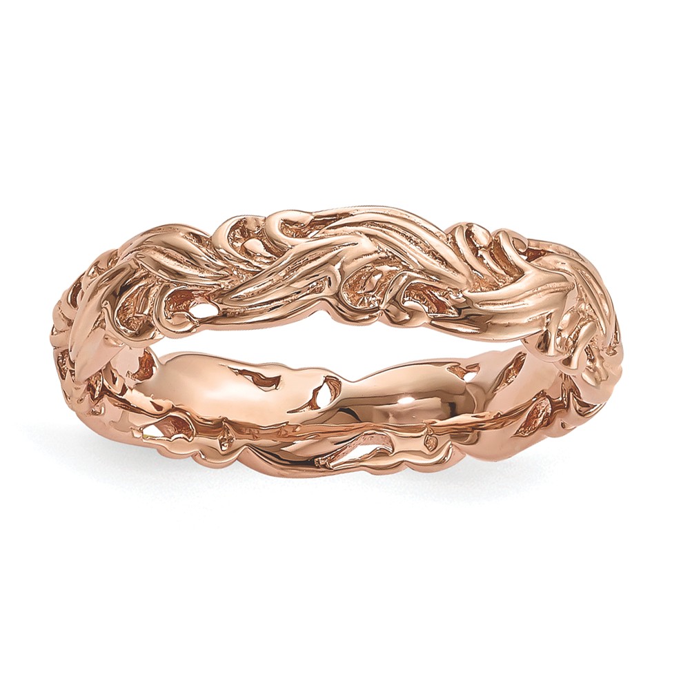 4.5mm Rose Gold Tone Plated Sterling Silver Stackable Carved Band