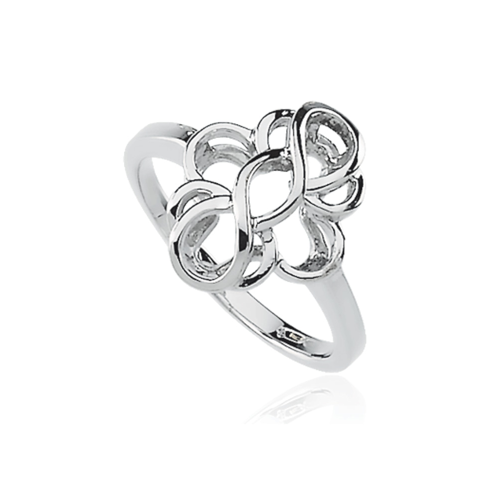 Women's Swirl Ring in 14k White Gold, Size 6