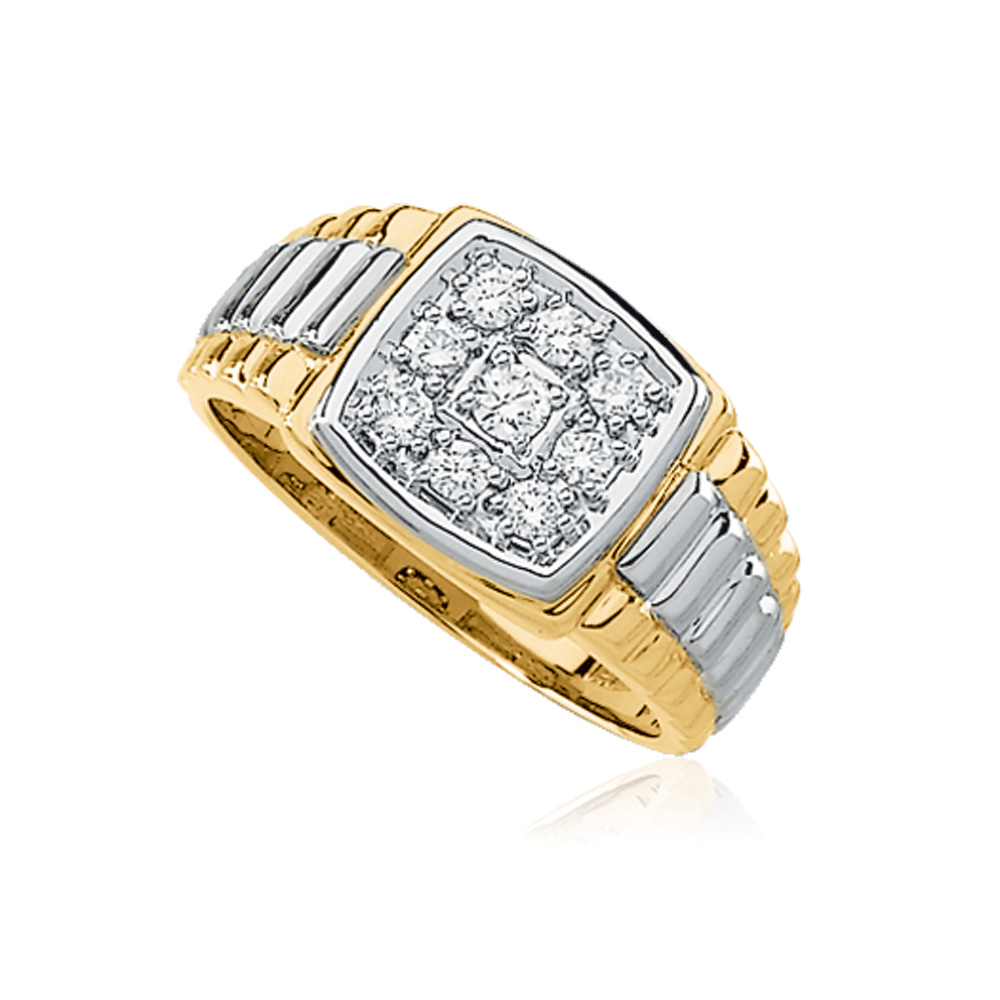 Men&#039;s Two-Tone 14K Gold and Diamond Ring - Size 12