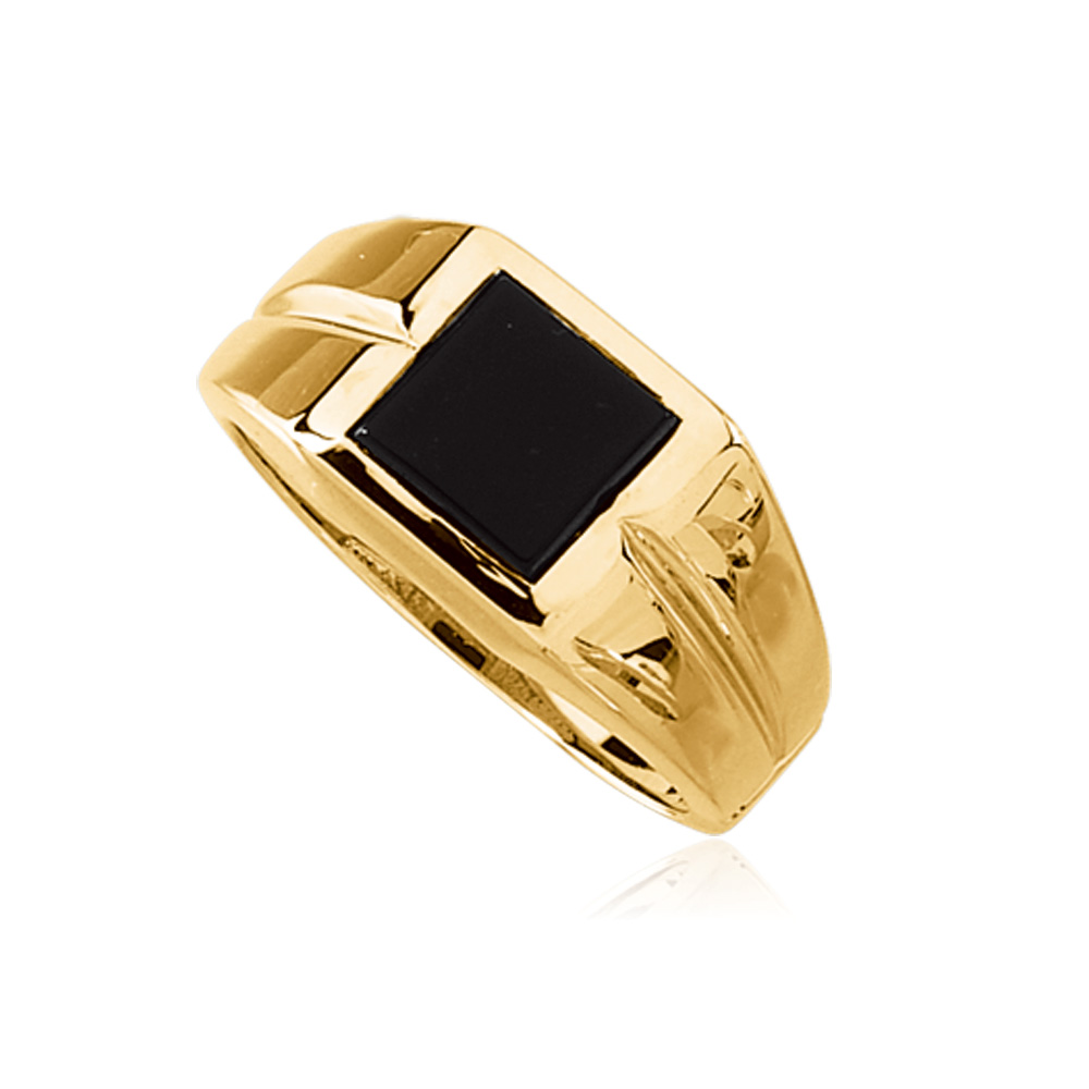 Onyx Square Top Tapered Ring in 14K Gold - Size 9