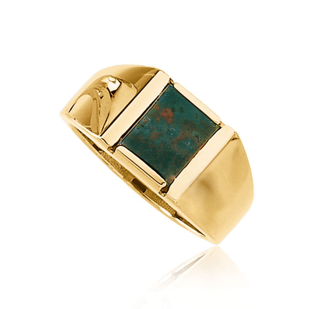 Men's Bloodstone and 14K Yellow Gold Tapered Ring