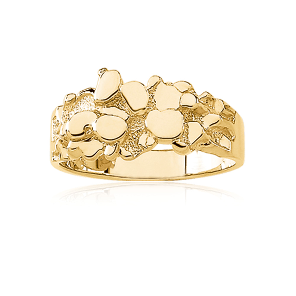 Men's 14K Yellow Gold Nugget Ring - Size 11