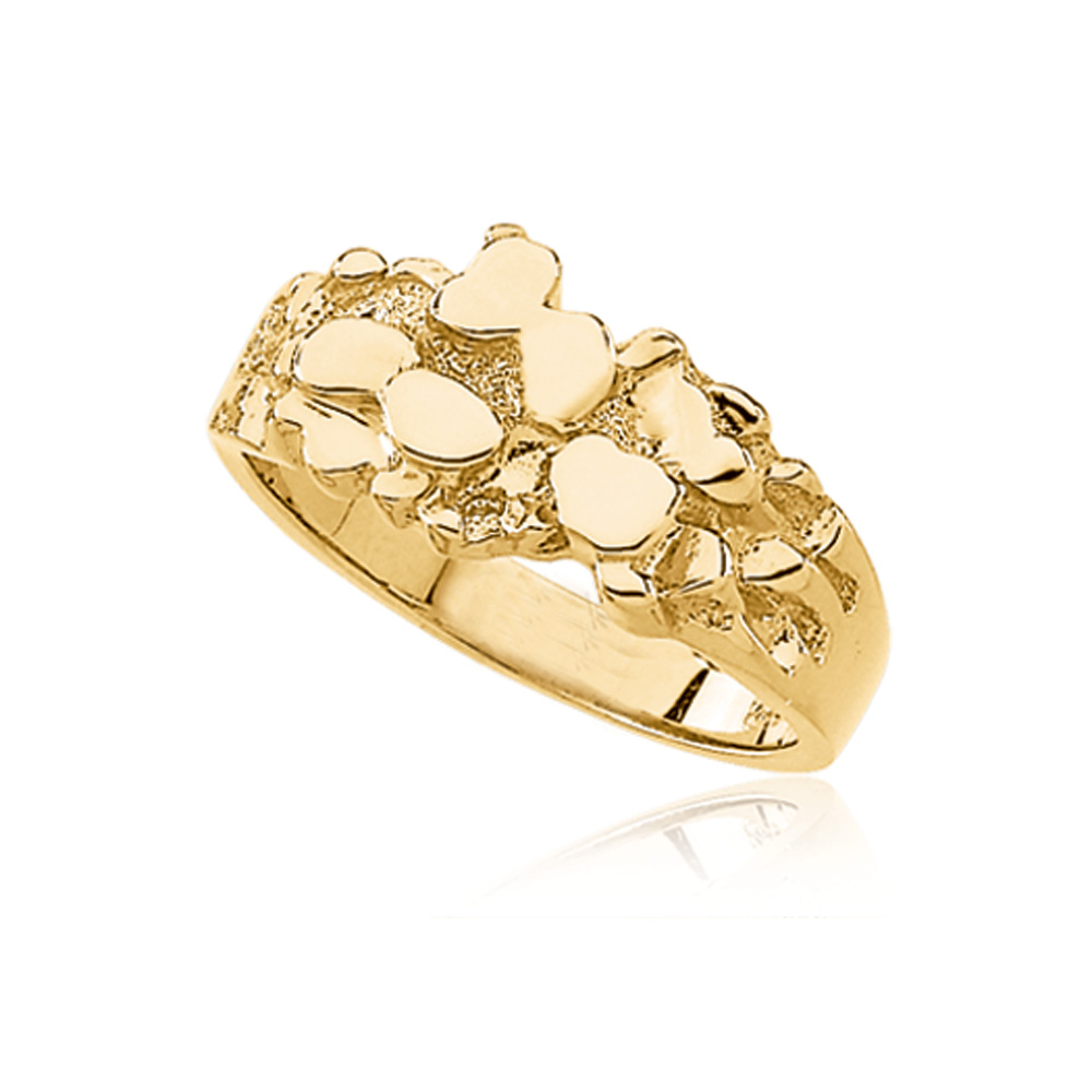 Men's 14K Yellow Gold Nugget Ring - Size 10