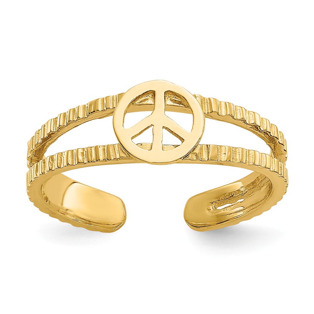 Peace Sign 5mm Toe Ring in 14 Karat Gold